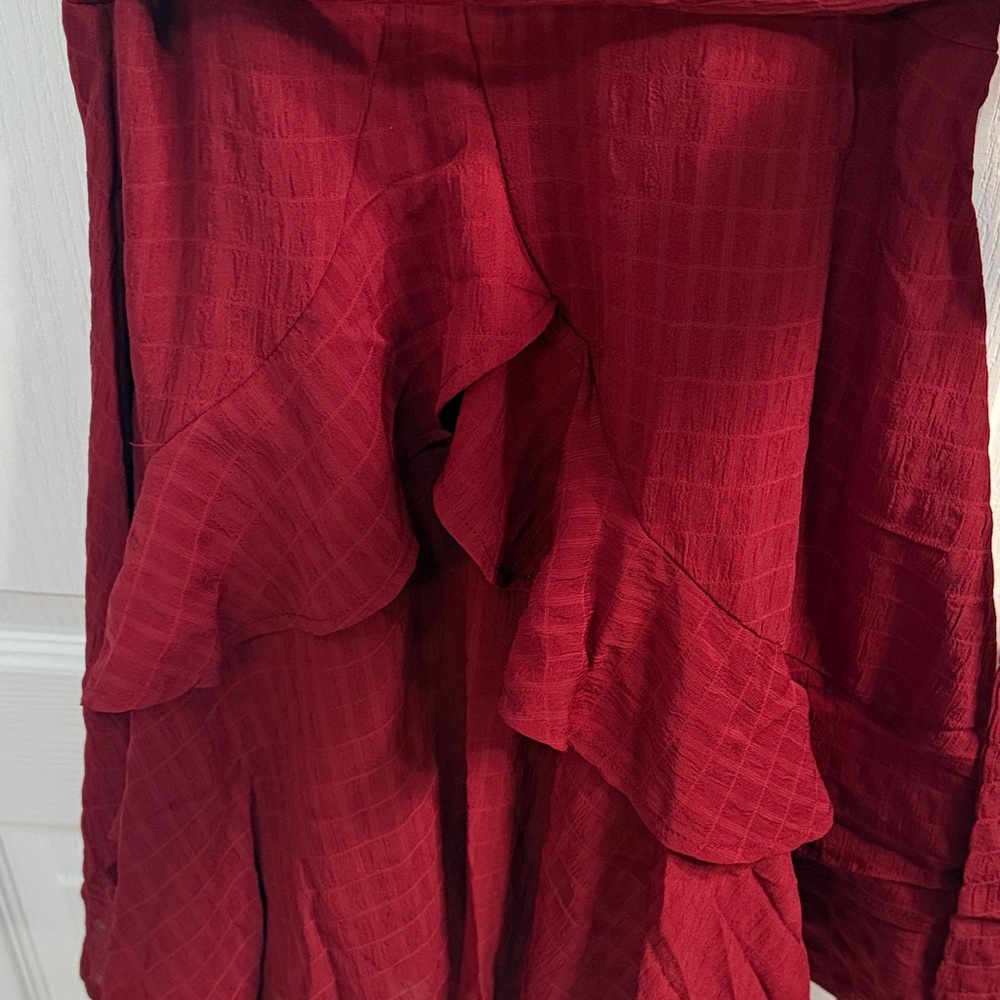 Trixxi Burgundy Ruffle Wrap Mini Dress - Picture 7 of 10